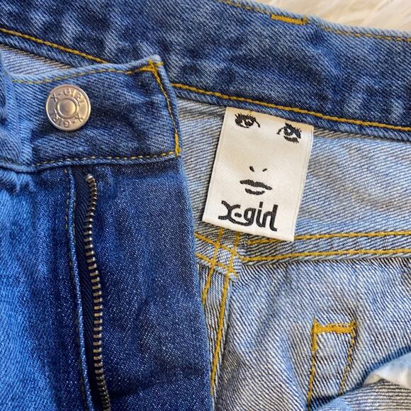 🍒[ X-Girl ] Butterfly Print Acid Wash Straight Leg Jeans - Picture 9 of 15